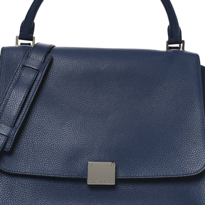 Celine Drummed Calfskin Suede Medium Trapeze Navy Blue 12 of 17