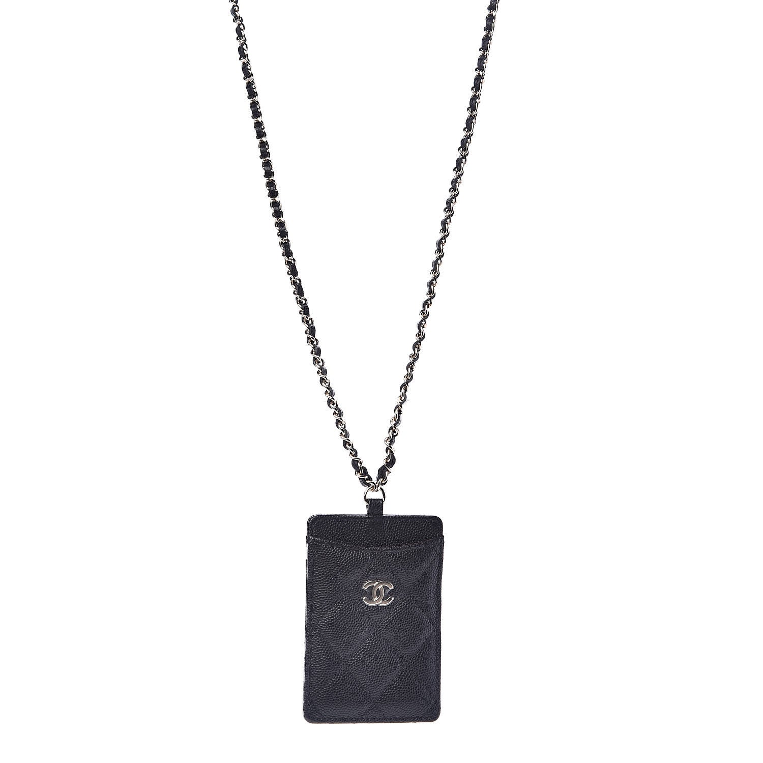Chanel Caviar Quilted Card Holder On Chain Black 1 of 6