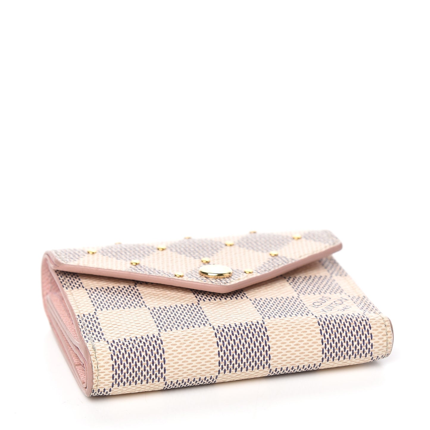 Damier Azur Studded Zoe Wallet Rose Ballerine