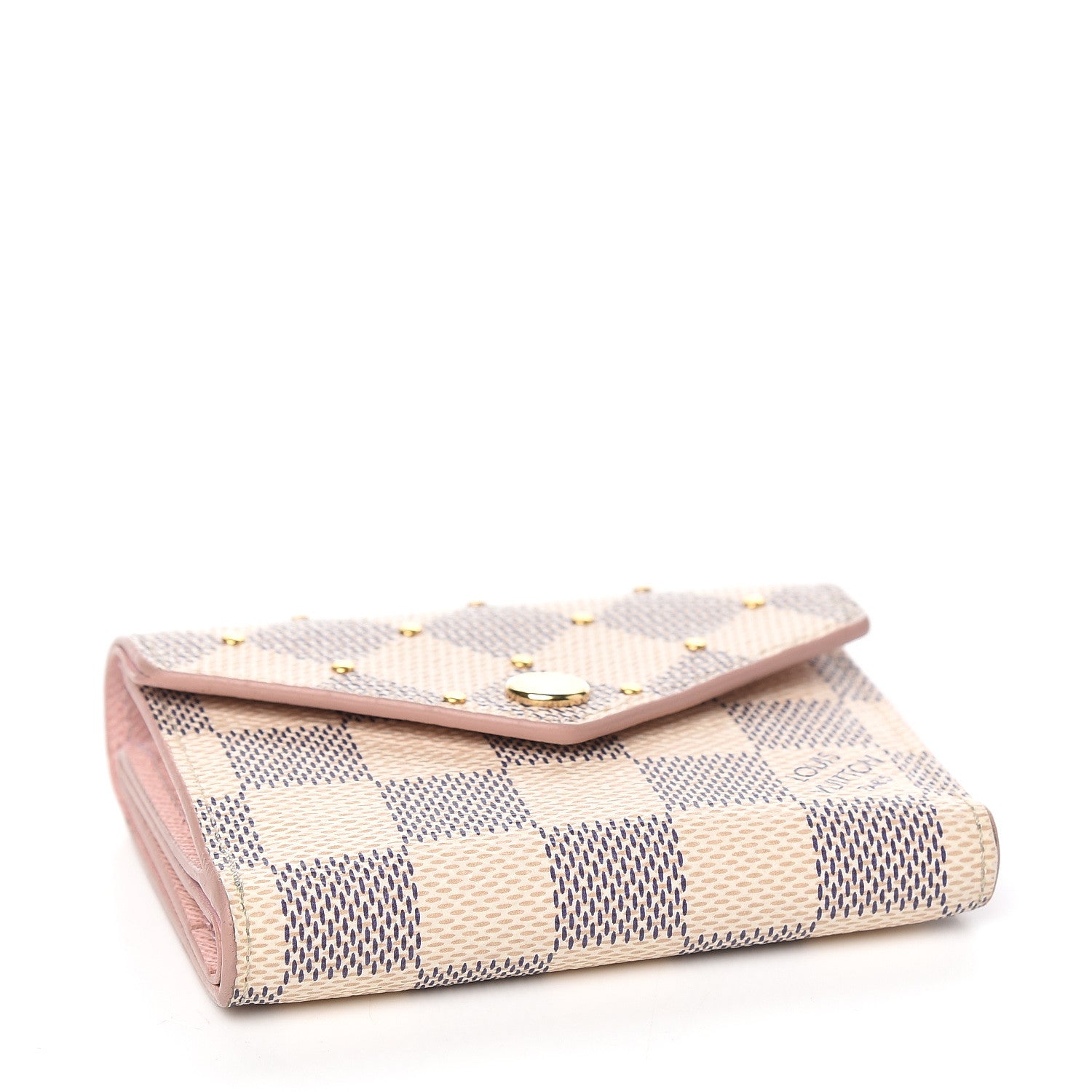 Louis Vuitton Damier Azur Studded Zoe Wallet Rose Ballerine 3 of 6