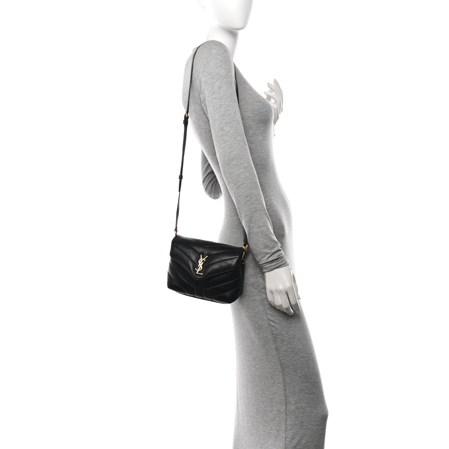 Saint Laurent Calfskin Y Quilted Monogram Toy Loulou Crossbody Bag Black 2 of 11