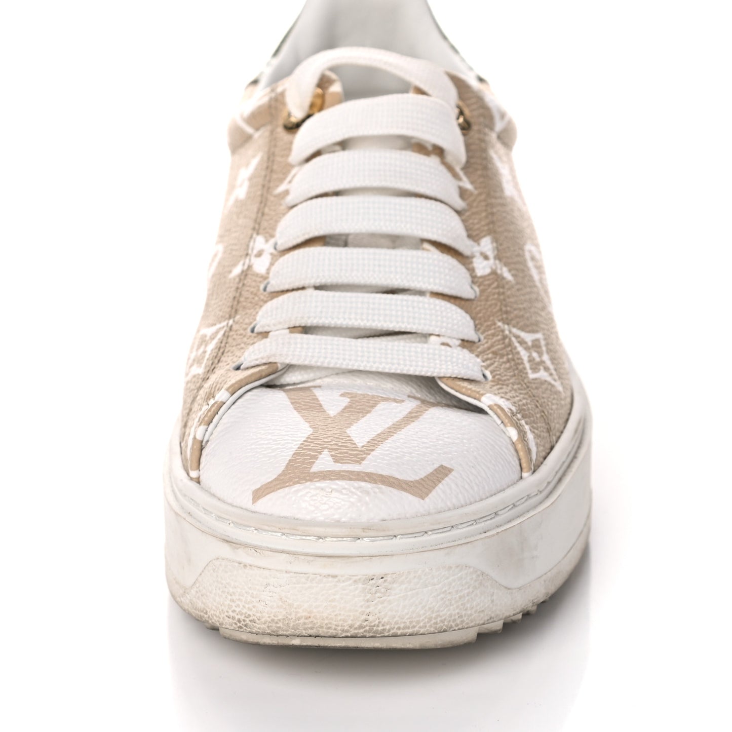 Monogram Giant Time Out Sneakers 36 Kaki White Beige