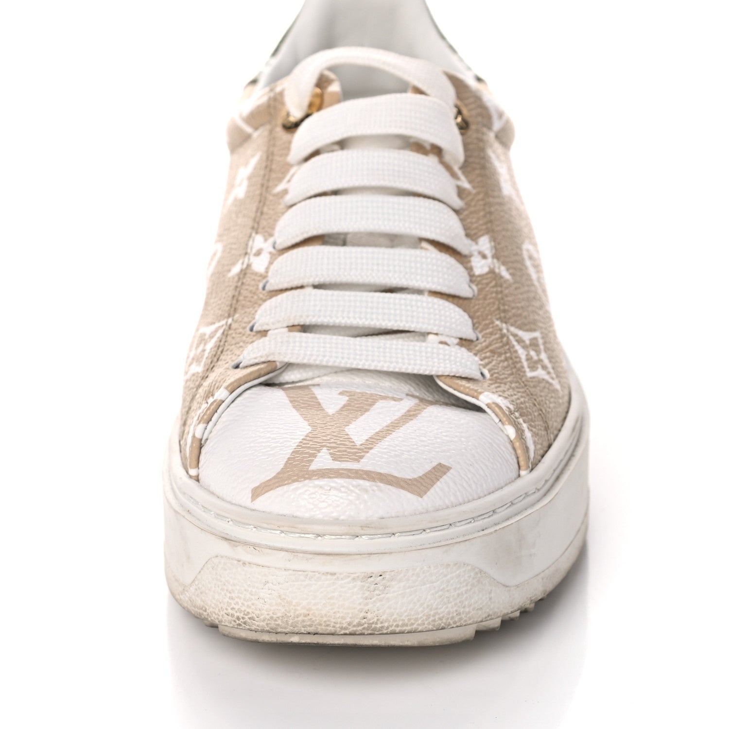 Louis Vuitton Monogram Giant Time Out Sneakers 36 Kaki White Beige 16 of 19