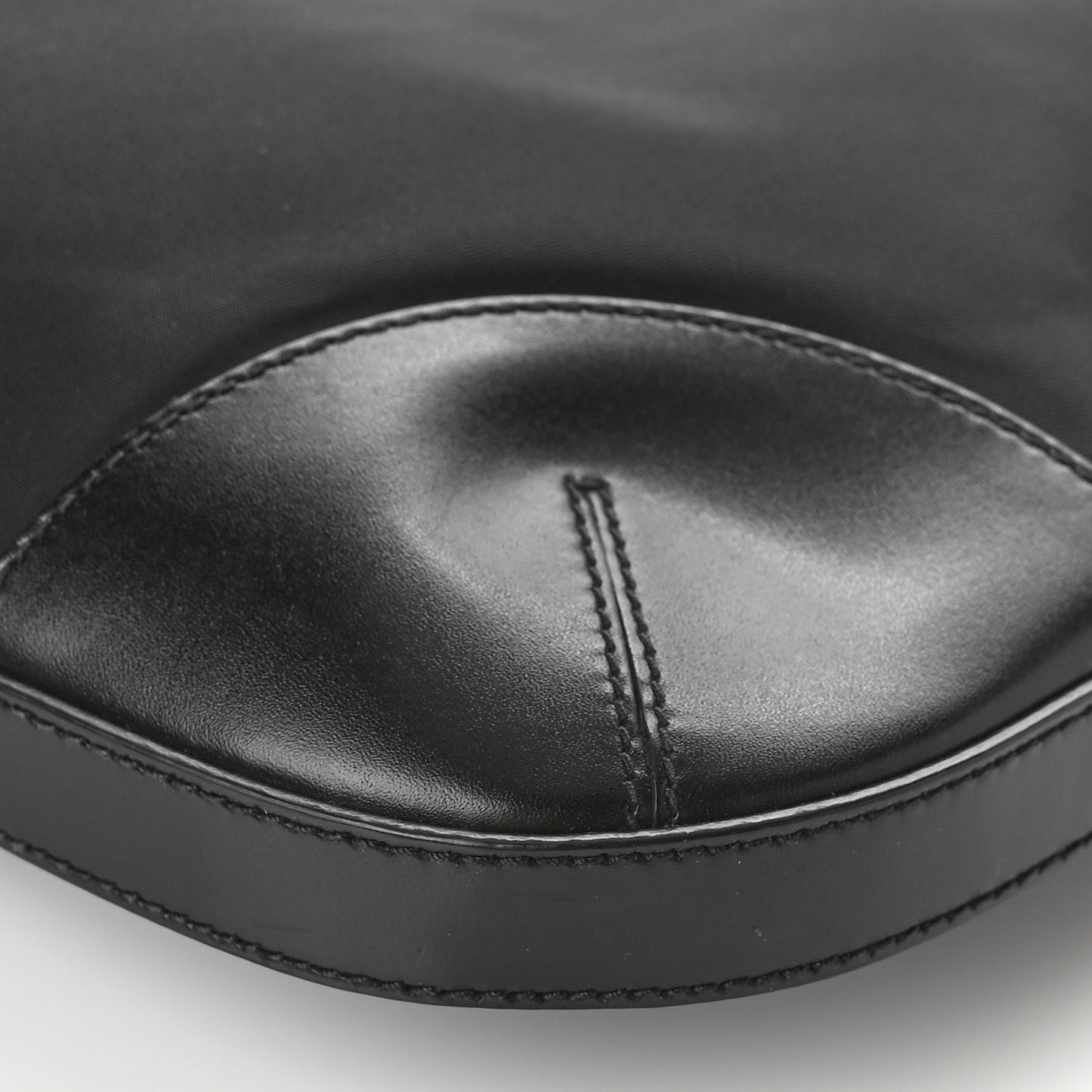 Tessuto Nylon Calfskin Flat Messenger Bag Black