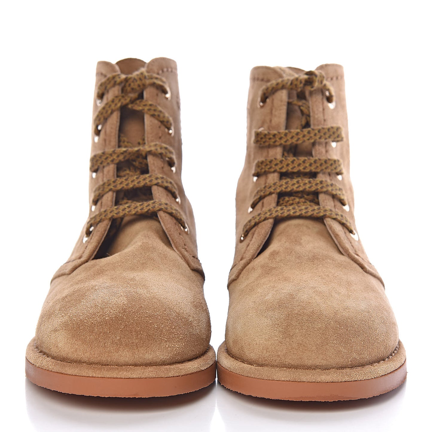 Suede Calfskin Womens Lace Up Short Boots 36 Dark Beige