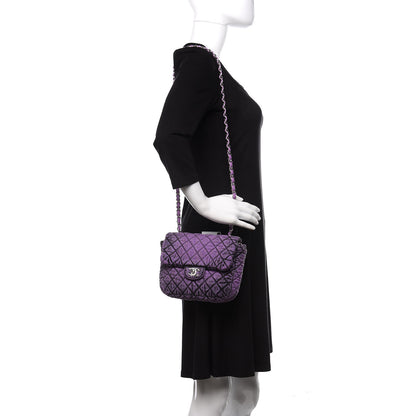 Chanel Washed Denim Quilted Small Denimpression Flap Violet Purple Black 2 of 11