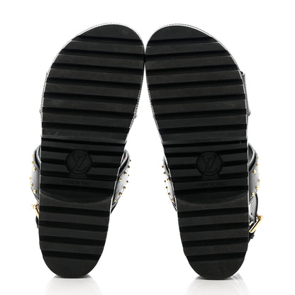 Louis Vuitton Calfskin Monogram Laureate Platform Sandals 38 Black 5 of 12