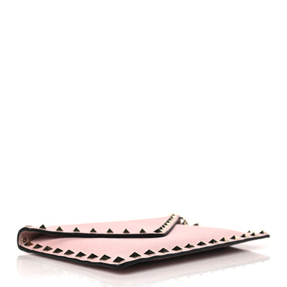 Valentino Garavani Pebbled Calfskin Medium Rockstud Envelope Flat Wristlet Pouch Water Rose 4 of 7