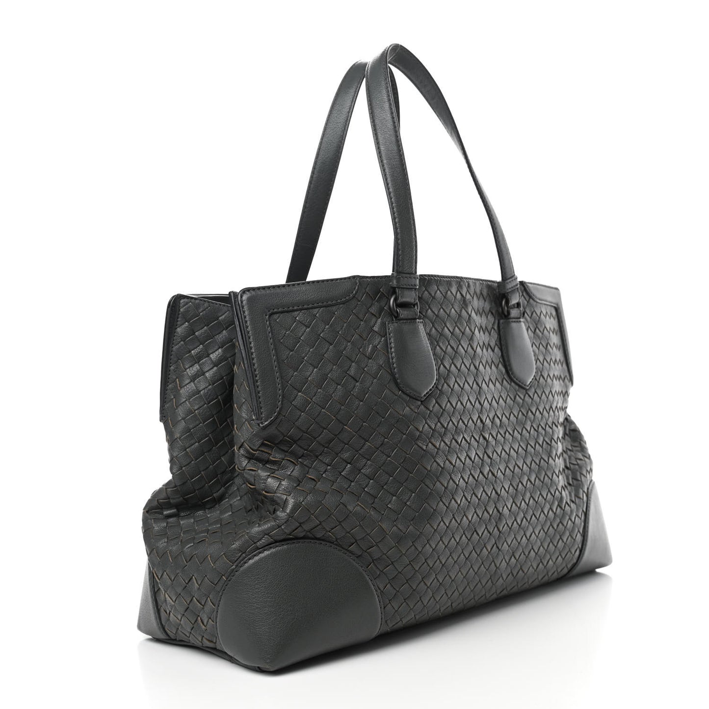 Nappa Intrecciato Large Top Handle Tote Grey