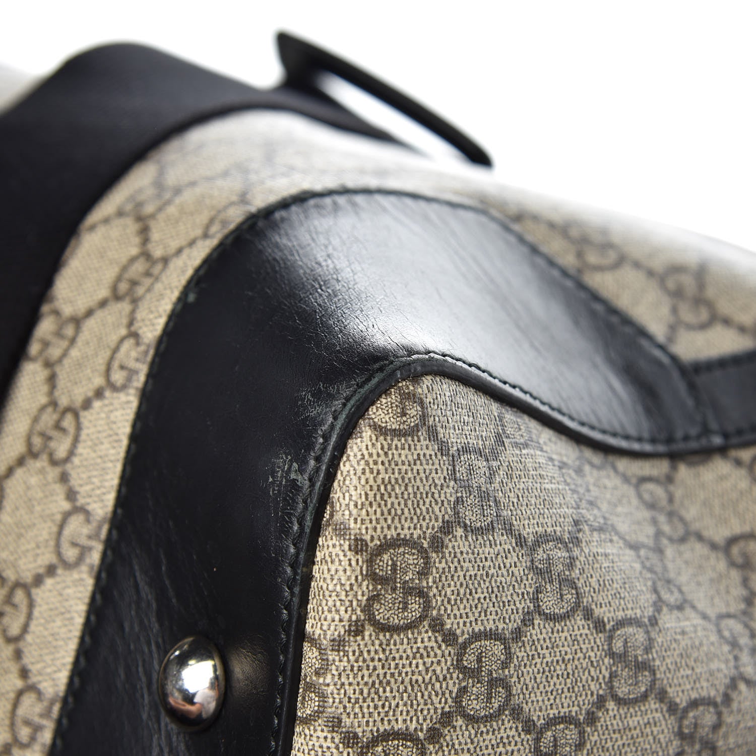 Gucci GG Supreme Monogram Selleria Calfskin Medium Duffle Beige Ebony Black 13 of 15