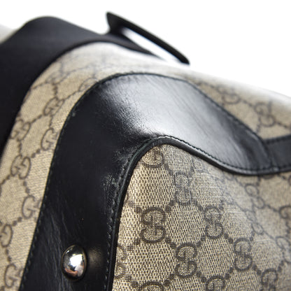Gucci GG Supreme Monogram Selleria Calfskin Medium Duffle Beige Ebony Black 13 of 15