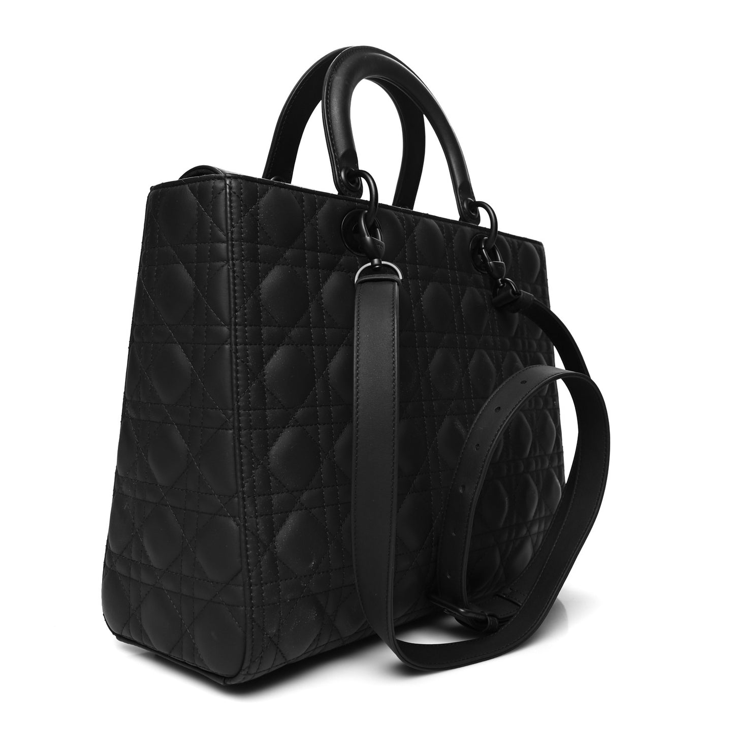 Ultra Matte Calfskin Cannage Large Lady Dior Black