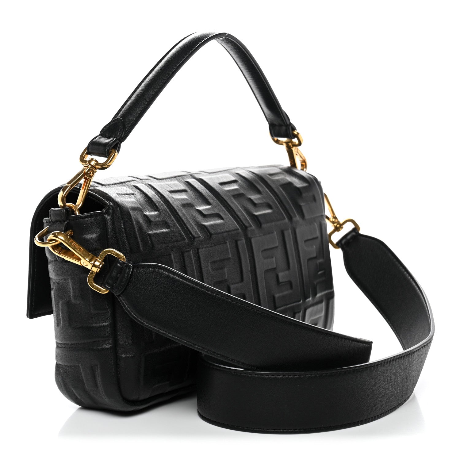 Fendi Nappa FF 1974 Embossed Baguette Black 3 of 11