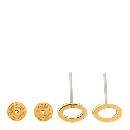 Hermes Gold Lacquered Mini Pop H Earrings Marron Glace 3 of 4