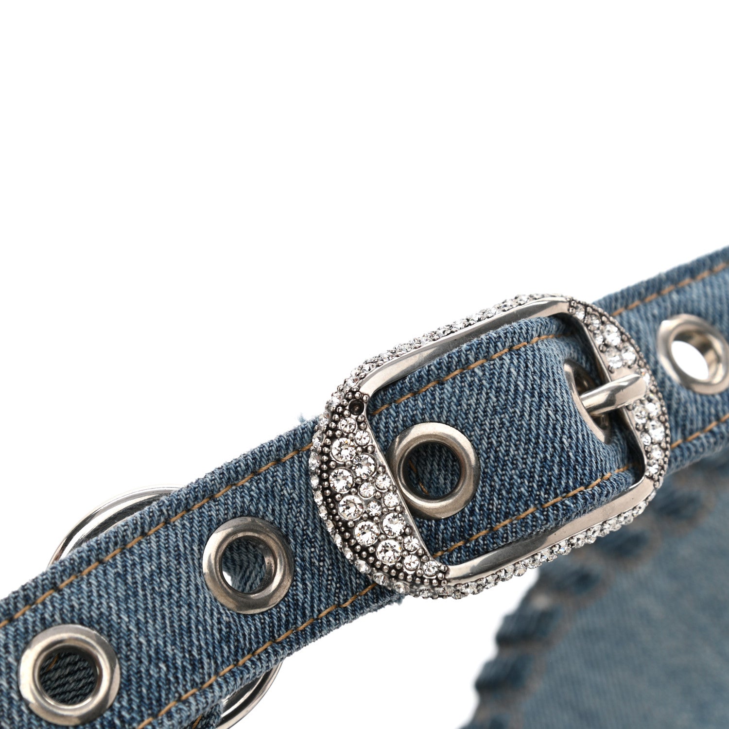 Balenciaga Washed Frayed Denim Crystal Le Cagole Shoulder Bag XS Blue 10 of 10
