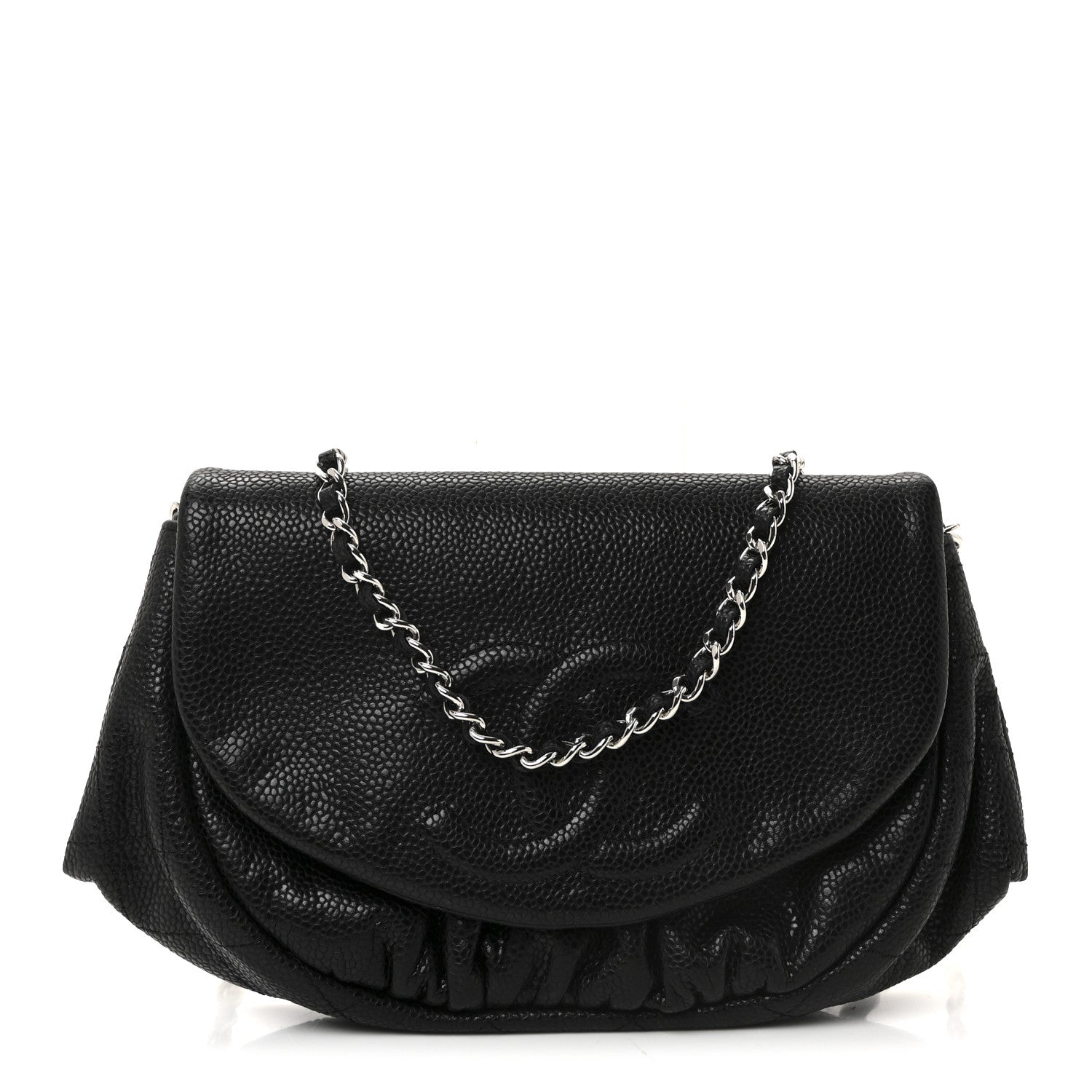 Chanel Caviar Half Moon Wallet On Chain WOC Black 1 of 12