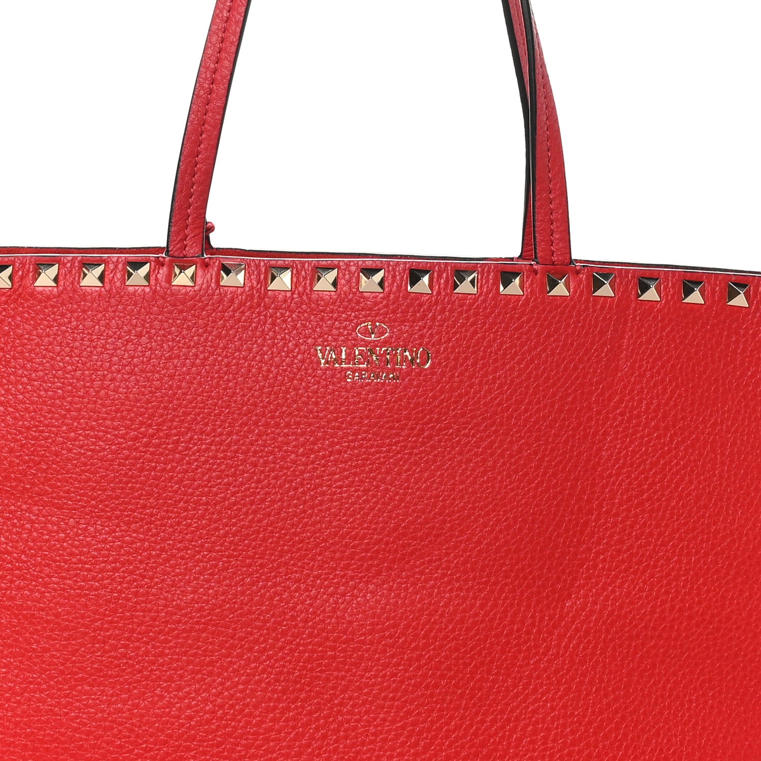 Valentino Garavani Grained Calfskin Rockstud Shoulder Tote  Rouge Pur 7 of 9