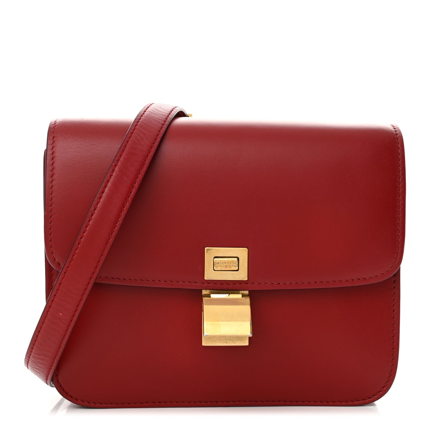 Box Calfskin Teen Classic Box Flap Bag Red