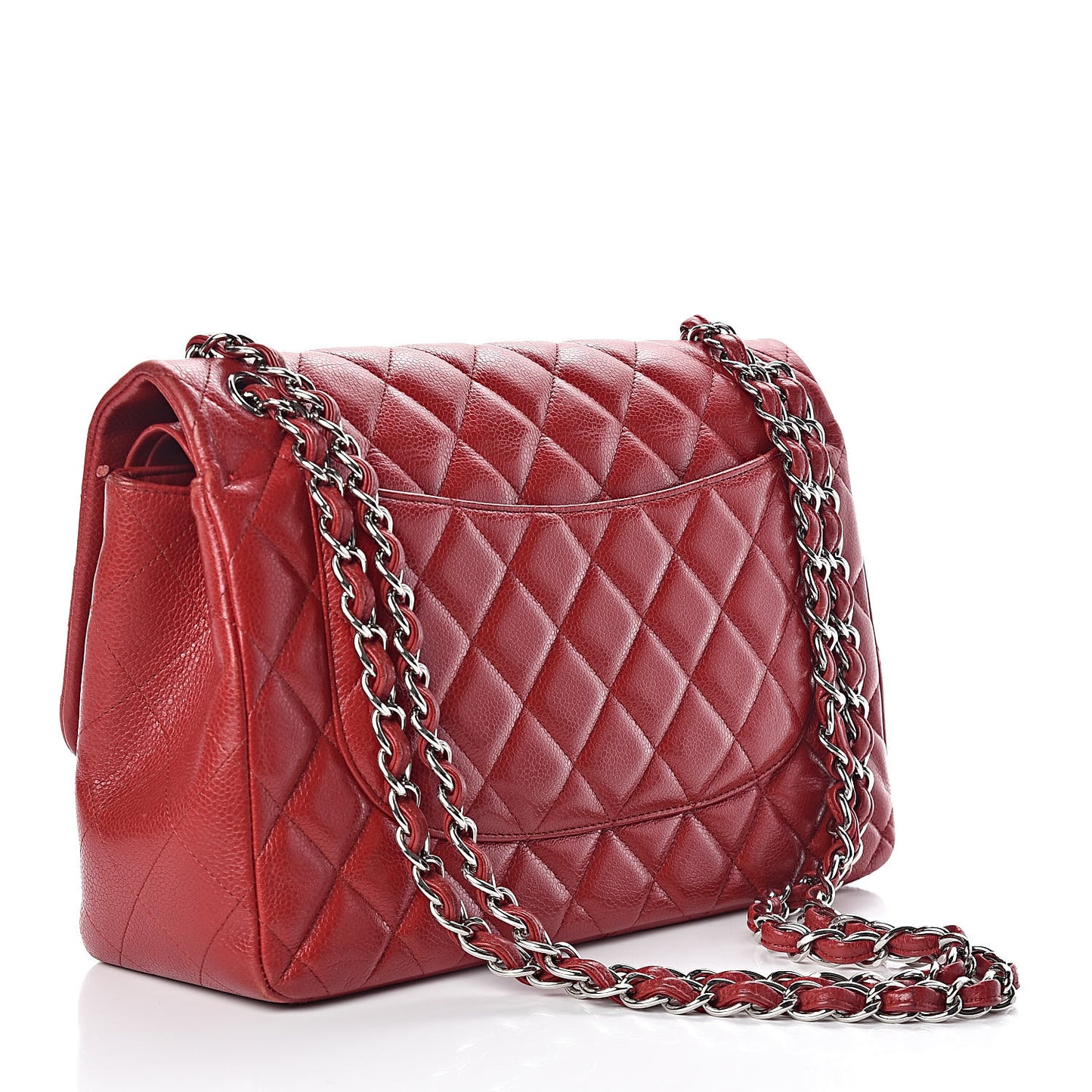 Caviar Quilted Jumbo Double Flap Red