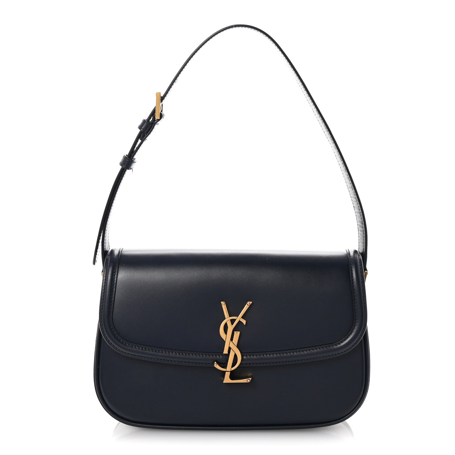 Saint Laurent Box Calfskin Monogram Medium Solferino Shoulder Bag Blue 1 of 7