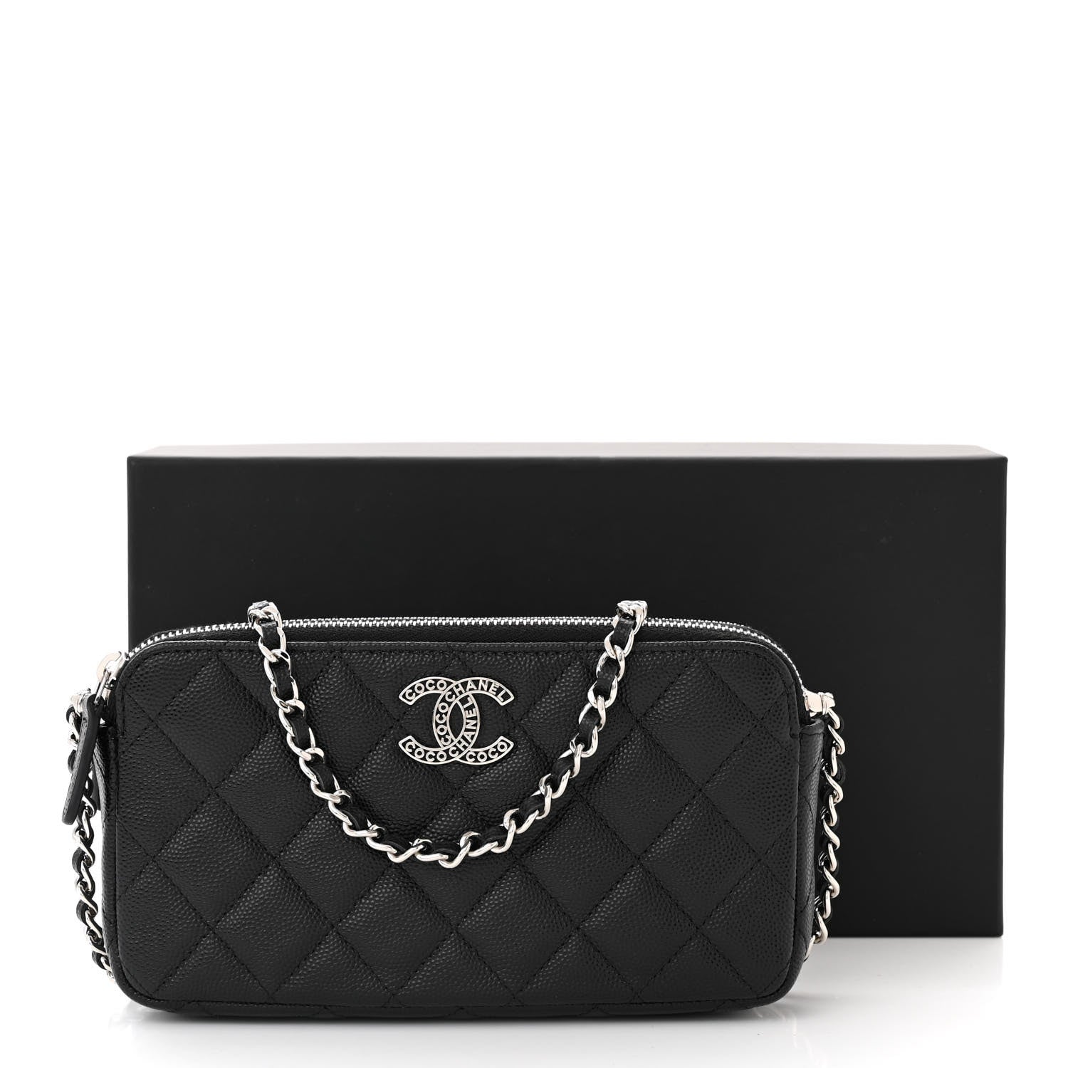 Chanel Caviar Quilted Logo Small Clutch With Chain Black 13 of 13