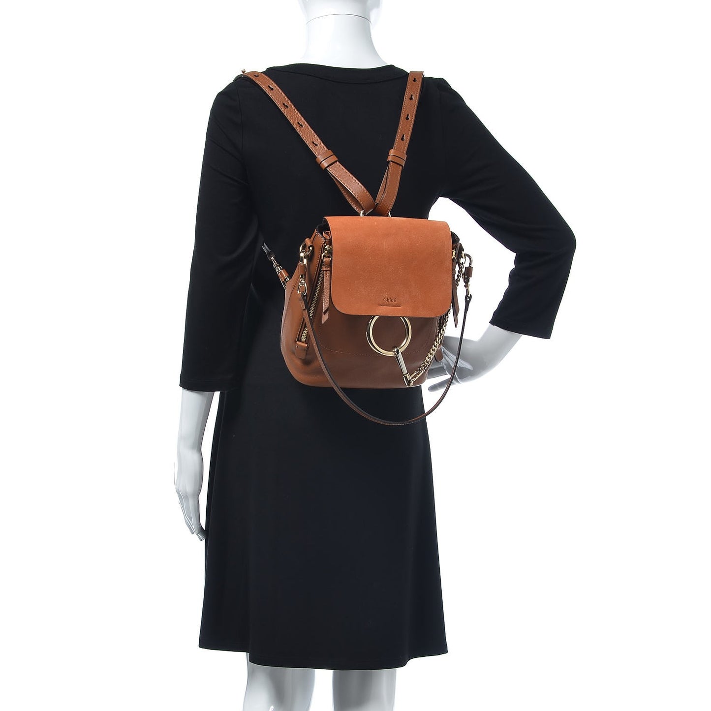 Suede Calfskin Medium Faye Backpack Tan