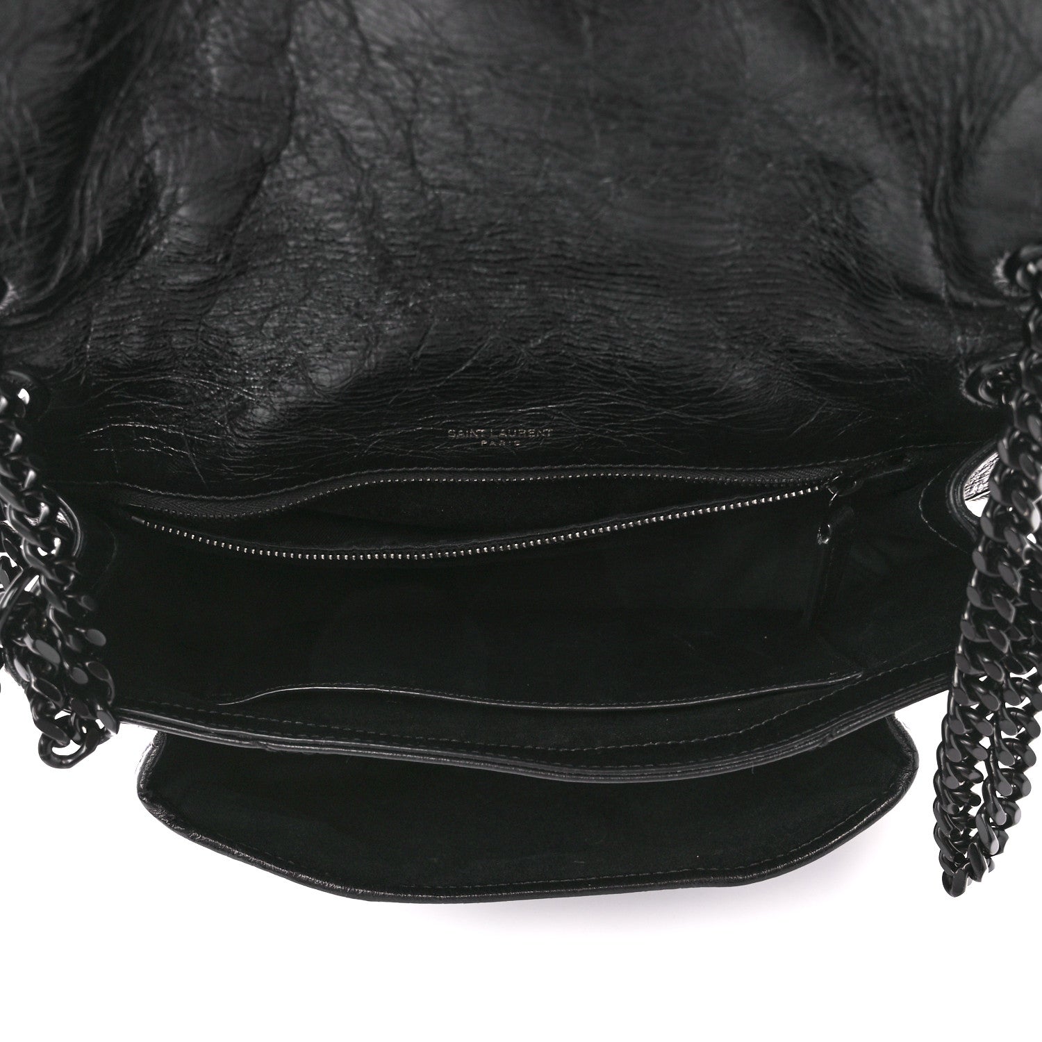 Saint Laurent Crinkled Calfskin Matelasse Monogram Medium Niki Chain Satchel Black 5 of 12