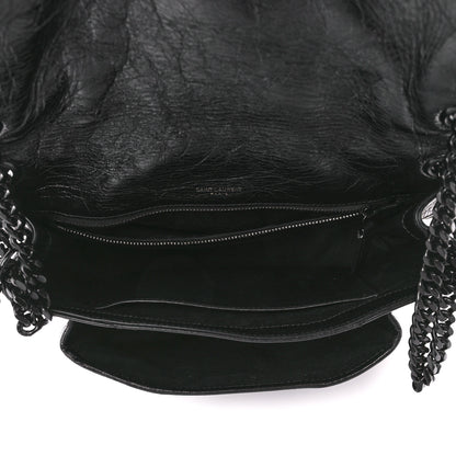 Saint Laurent Crinkled Calfskin Matelasse Monogram Medium Niki Chain Satchel Black 5 of 12