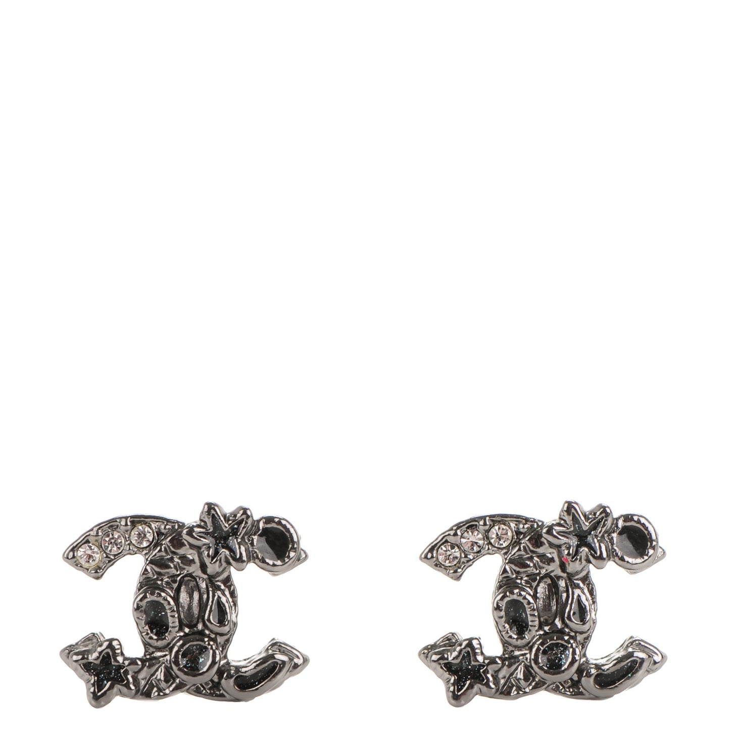 Glitter Enamel Crystal Star CC Earrings