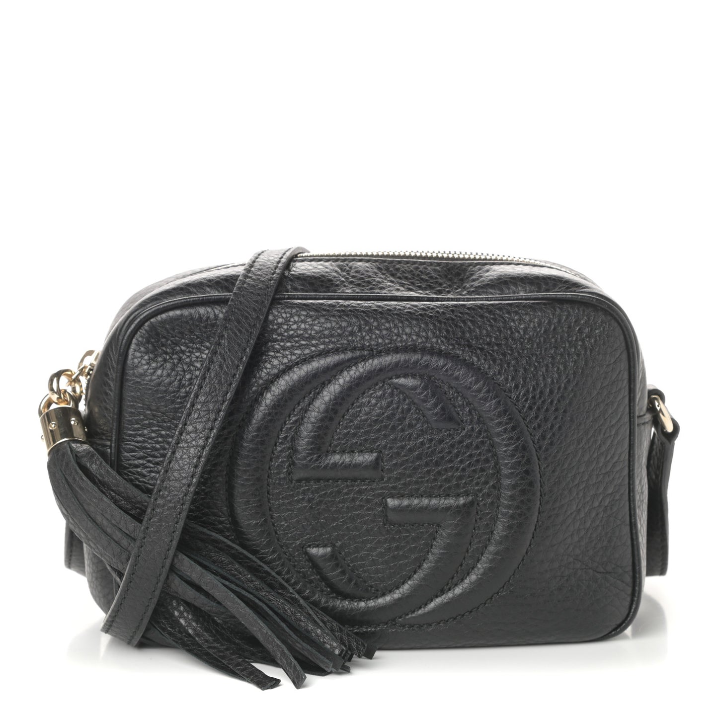 Pebbled Calfskin Small Soho Disco Bag Black