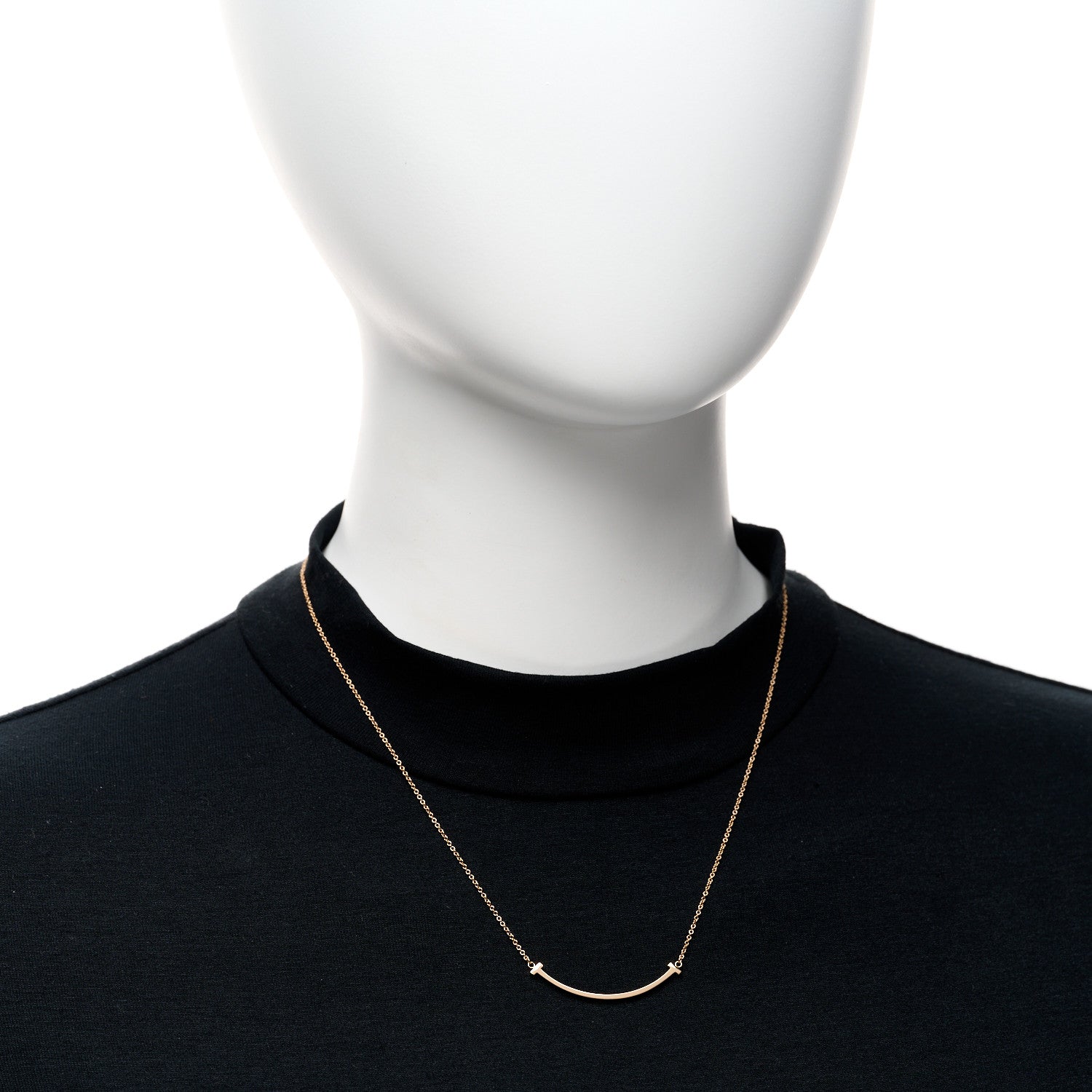 Tiffany 18K Rose Gold Small T Smile Pendant Necklace 2 of 5