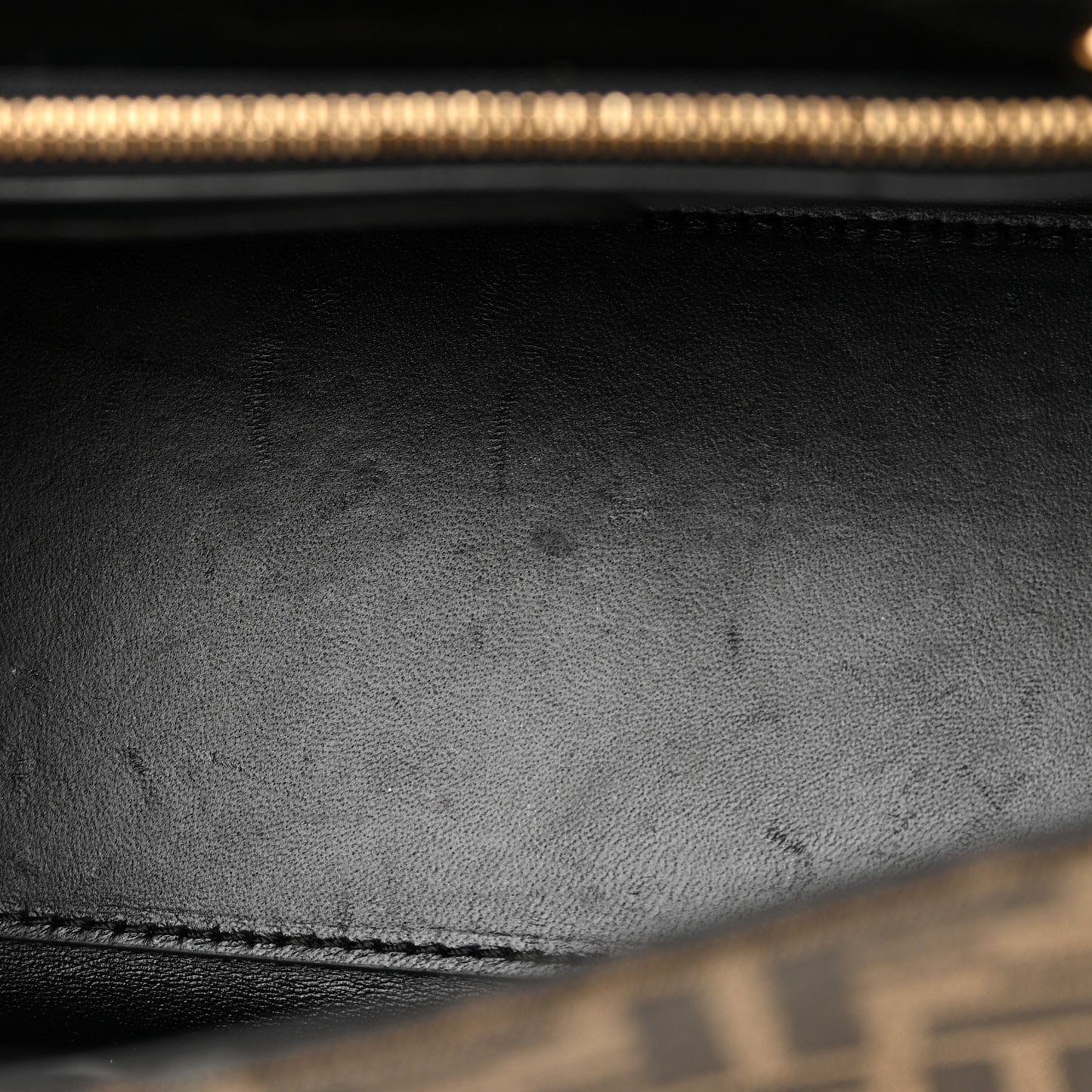 X FENDI Grained Calfskin Fendace Medium La Medusa Top Handle Bag Black Brown