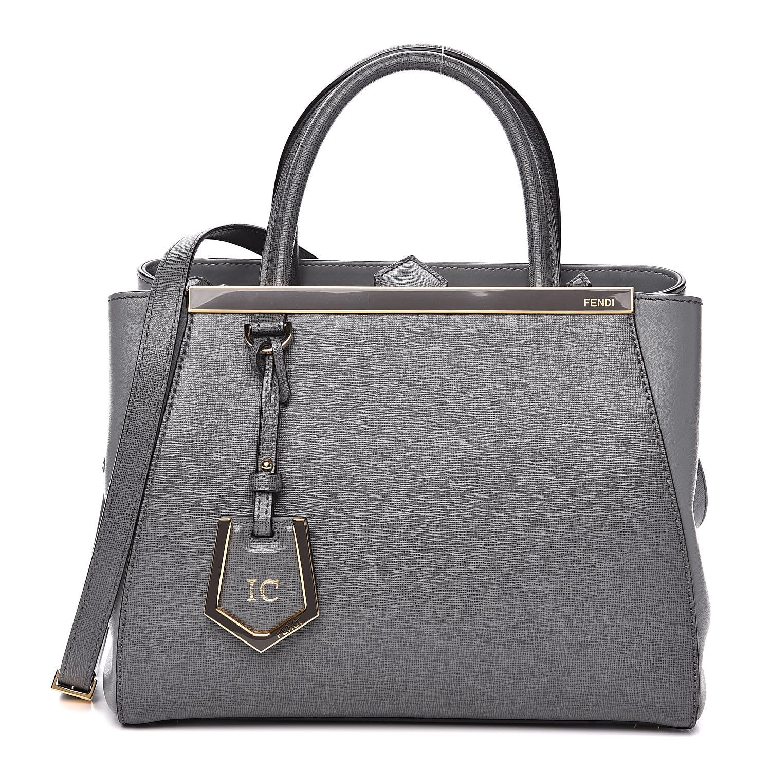 Fendi Vitello Elite Petite 2Jours Tote Grigio Grigio Chiaro 1 of 11