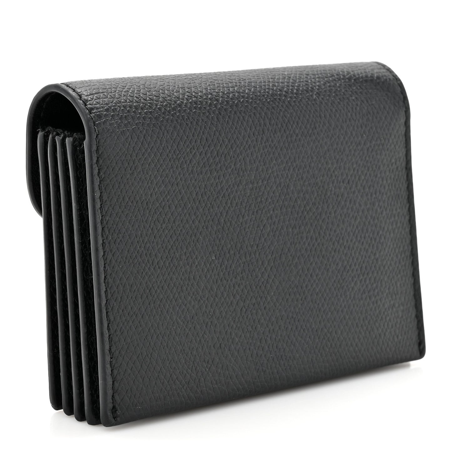 Grained Calfskin Saddle 5-Gusset Card Holder Black
