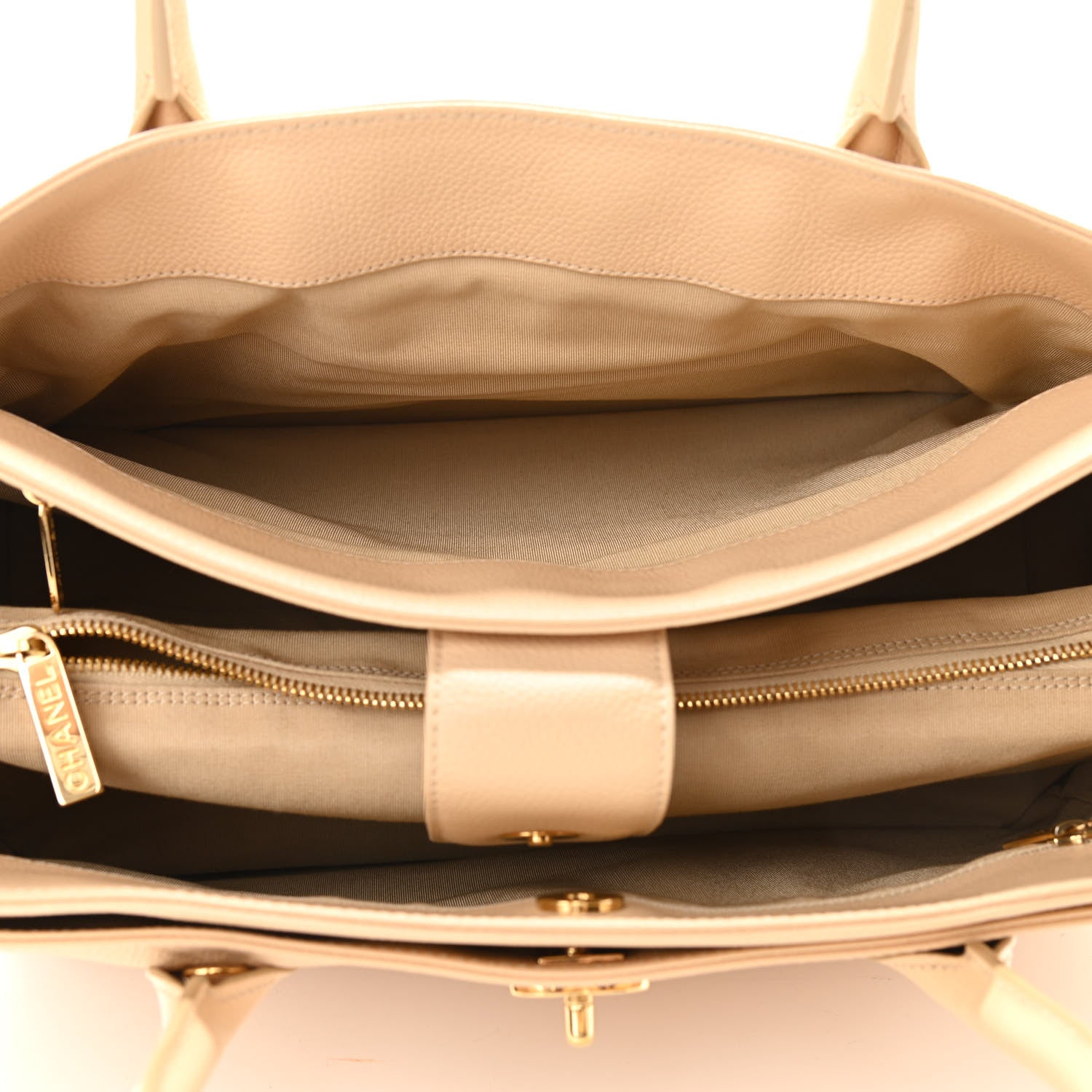 Chanel Calfskin Cerf Executive Shopper Tote Beige 5 of 10