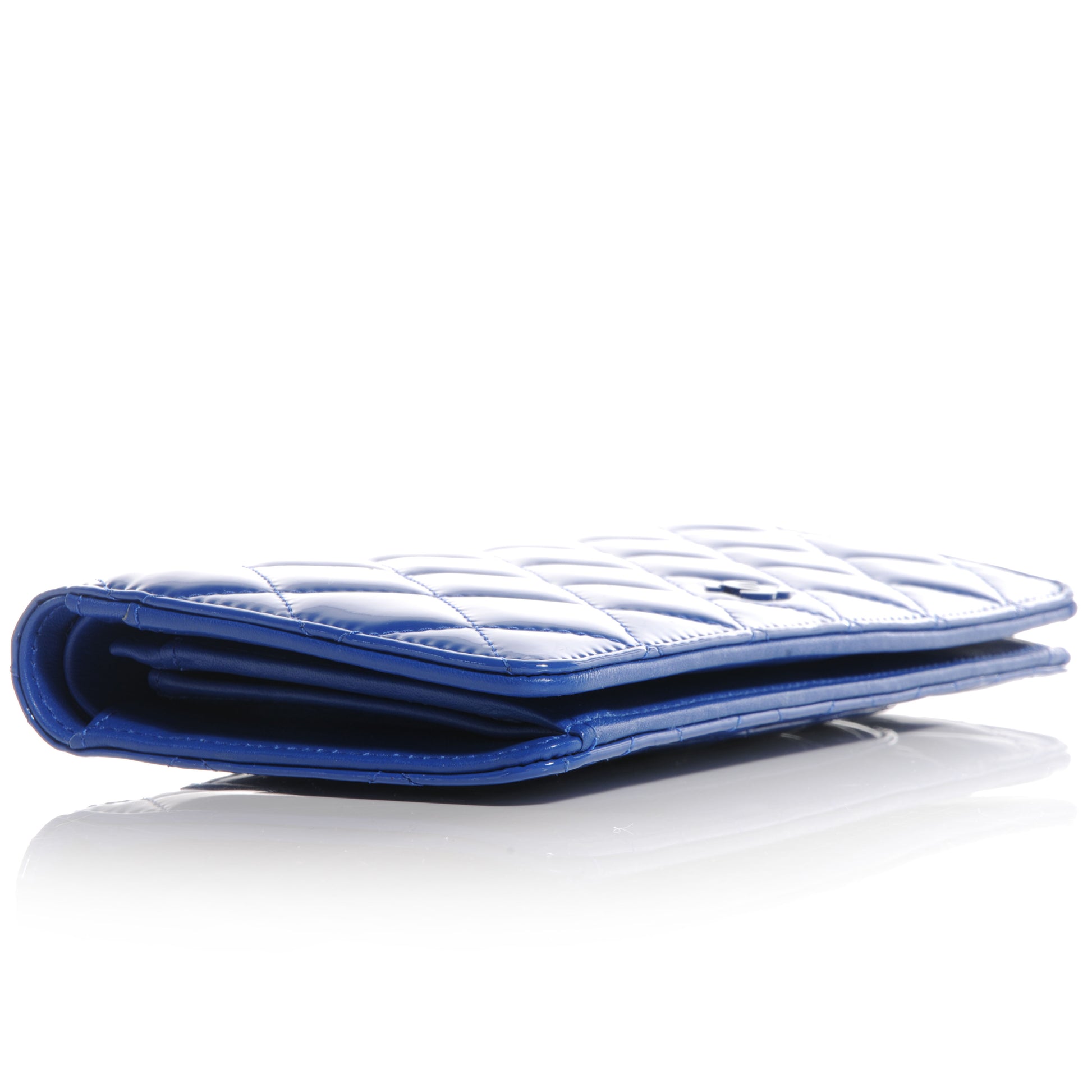 Chanel Patent Quilted Yen Wallet Dark Blue 4 of 8