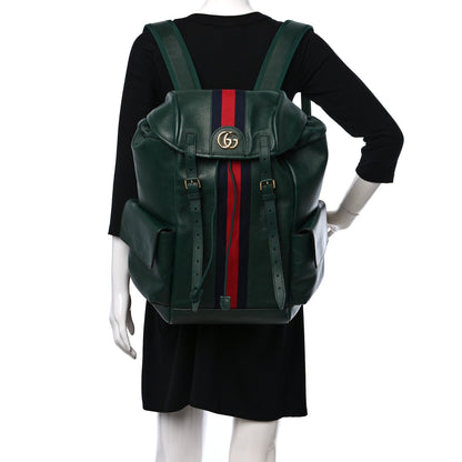 Gucci Grained Calfskin Medium Ophidia Double Buckle Backpack Green 2 of 8
