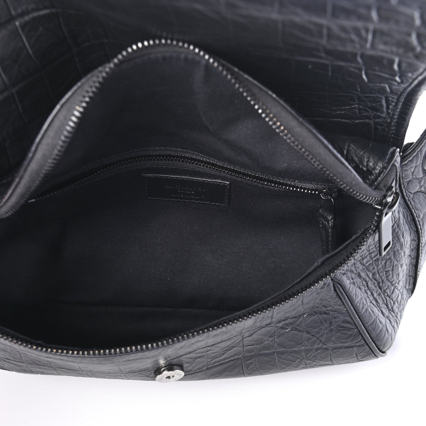 Crocodile Embossed Calfskin Matelasse Monogram Baby Niki Shoulder Belt Bag Black