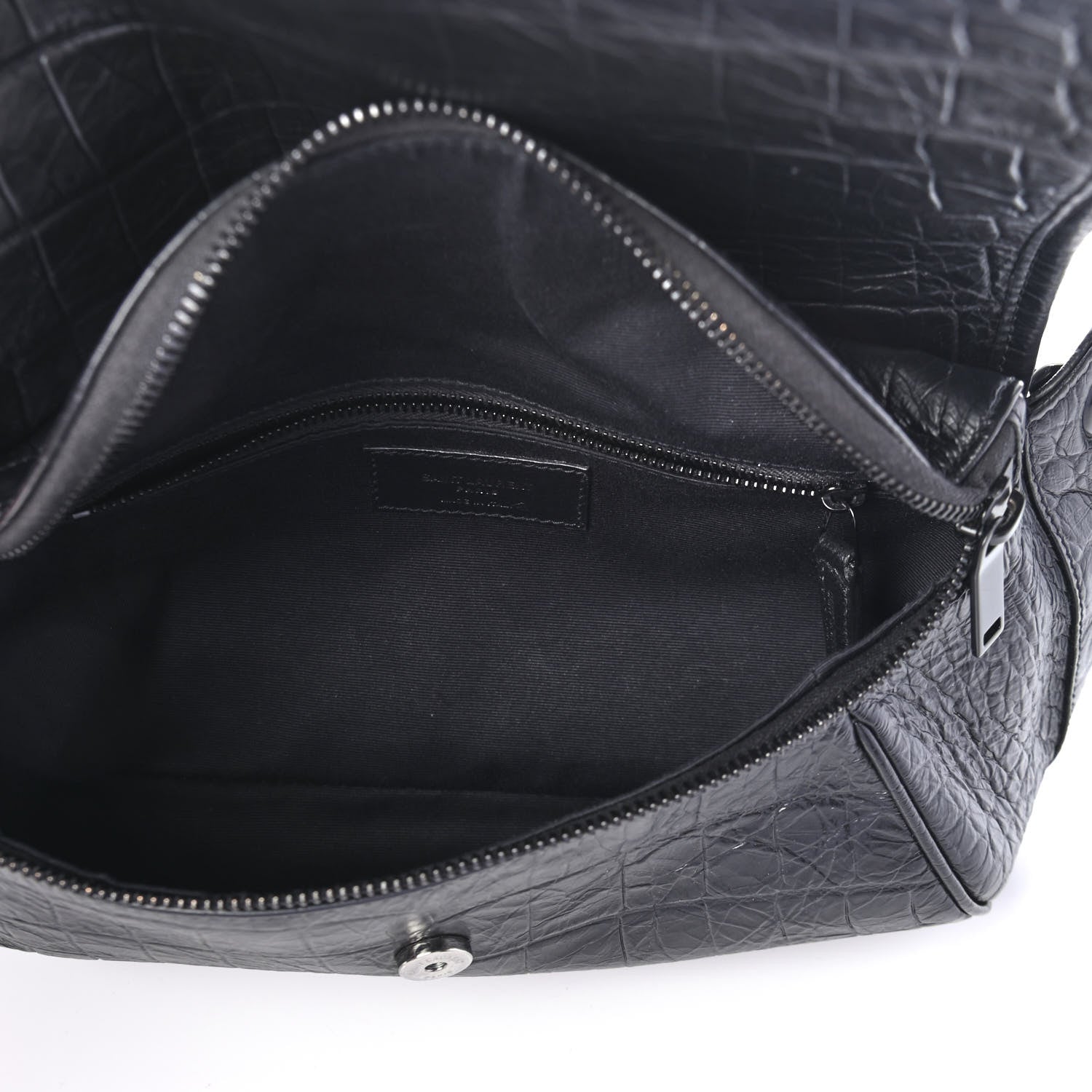 Saint Laurent Crocodile Embossed Calfskin Matelasse Monogram Baby Niki Shoulder Belt Bag Black 4 of 4