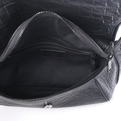 Saint Laurent Crocodile Embossed Calfskin Matelasse Monogram Baby Niki Shoulder Belt Bag Black 4 of 4