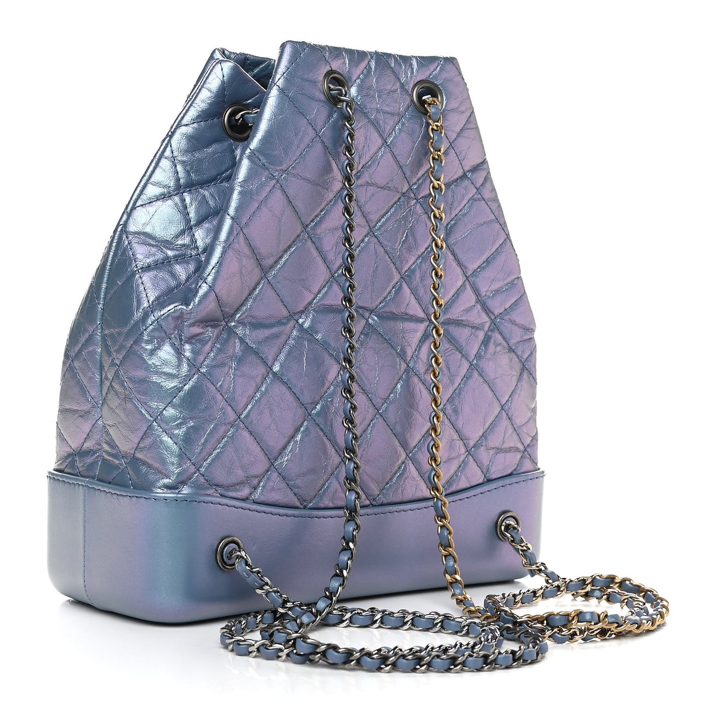 Iridescent Lambskin Calfskin Quilted Gabrielle Backpack Light Purple