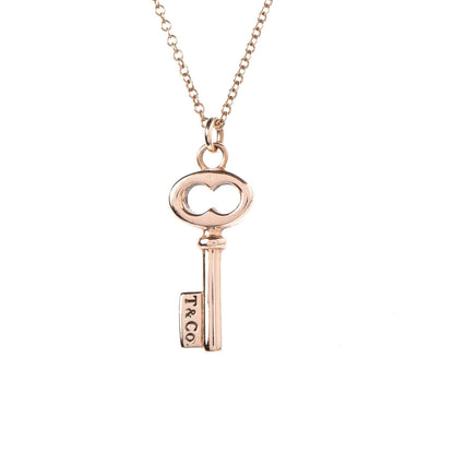 Tiffany 18K Rose Gold Mini Key Pendant Necklace 5 of 8