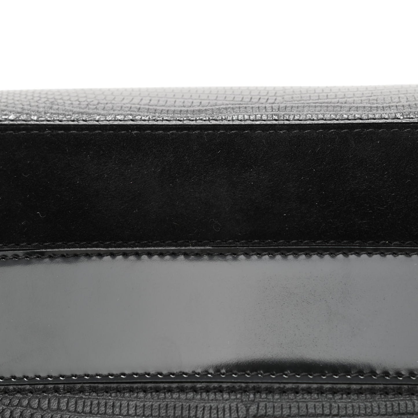 Calfskin Lizard Embossed Two Tone Small Grace Bag Black