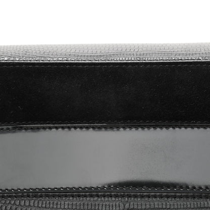 Burberry Calfskin Lizard Embossed Two Tone Small Grace Bag Black 12 of 12
