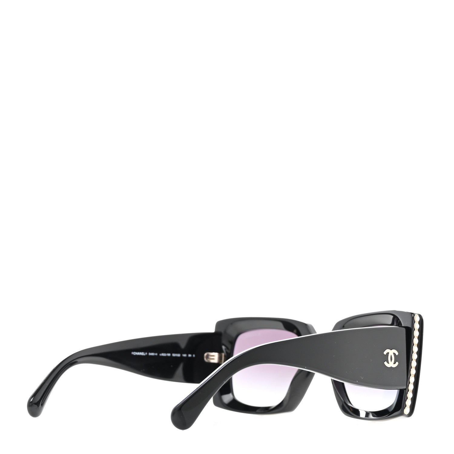 Chanel Acetate Pearl Rectangle Sunglasses 5480-H Black 4 of 8
