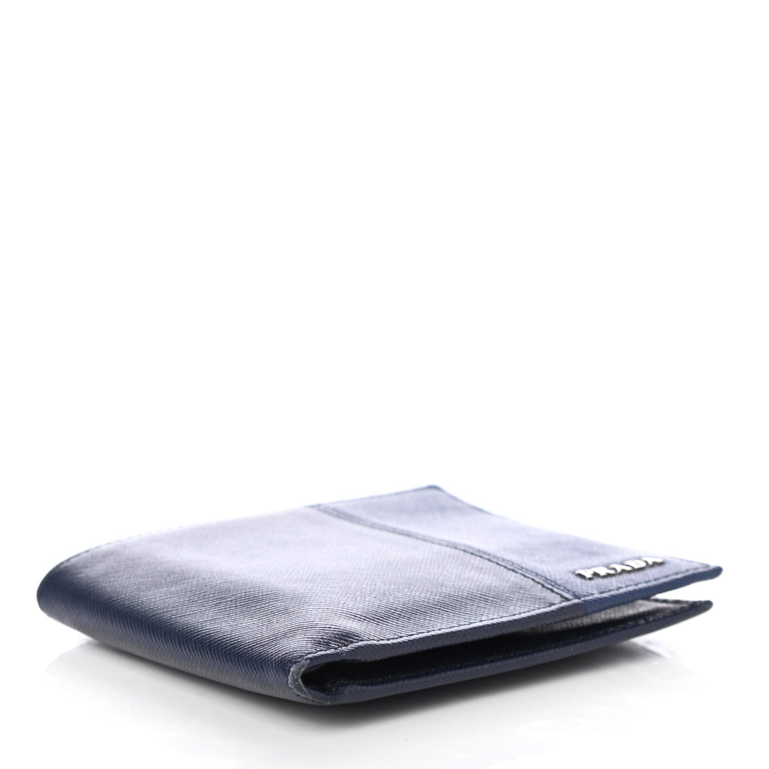 Prada Saffiano Bi-Color Bi-Fold Wallet Baltico Bluette 4 of 7