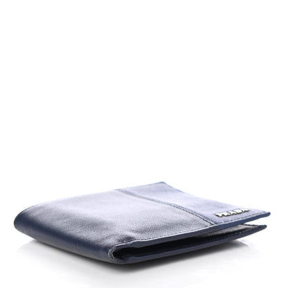 Prada Saffiano Bi-Color Bi-Fold Wallet Baltico Bluette 4 of 7