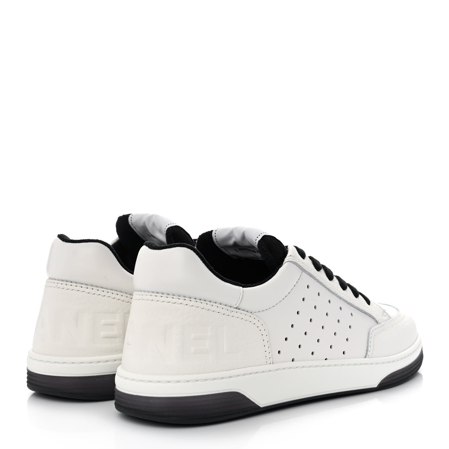 Chanel Grained Calfskin Fabric Womens Logo Sneakers 40.5 White Black 4 of 9