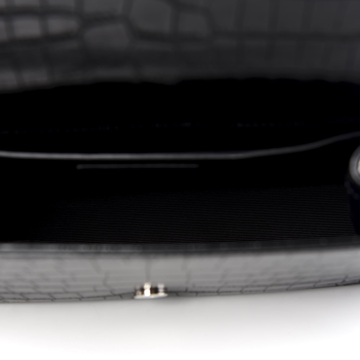 Saint Laurent Calfskin Crocodile Embossed Medium Classic Monogram Kate Tassel Satchel Black 4 of 8