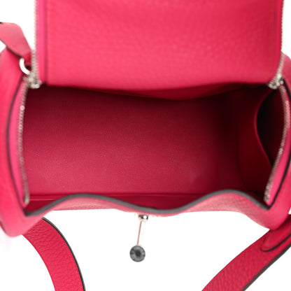 Hermes Taurillon Clemence Mini Lindy 20 Framboise 5 of 10